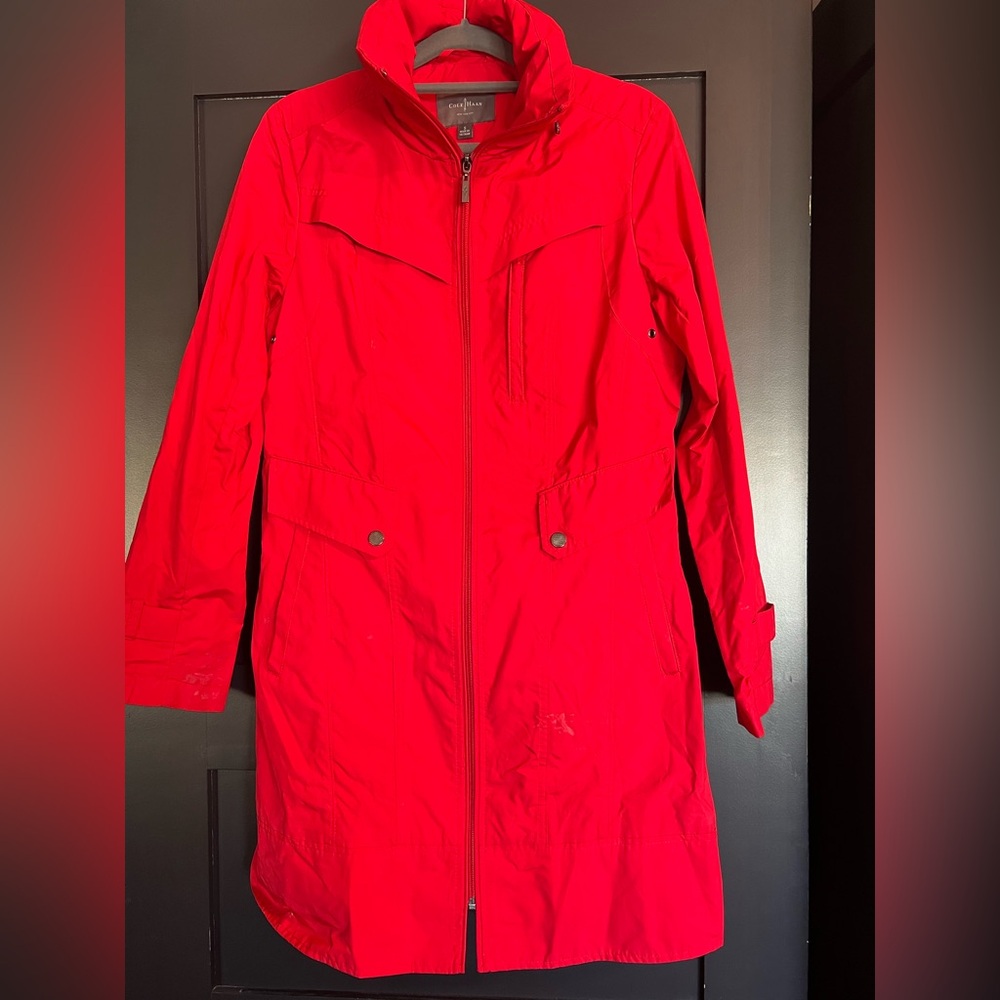 Cole Haan Bright Red Trench Coat